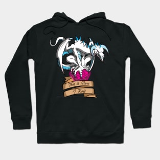 White Dragon with D20 die "This is How I Roll" Hoodie